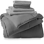 Bare Home Bed-in-A-Bag 7 Piece Comforter & Sheet Set - Queen - Down Alternative - Ultra-Soft 1800 Premium - Hypoallergenic - Breathable Bedding Set (Queen, Grey/Light Grey)