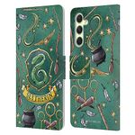 Head Case Designs Officially Licensed Harry Potter Slytherin Pattern Deathly Hallows XIII Leather Book Wallet Case Cover Compatible with Samsung Galaxy A54 5G