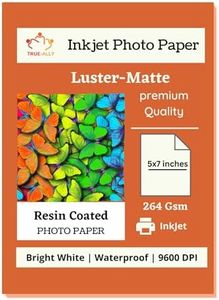 True-Ally 50 sheets Premium 5x7 inch 260 GSM RC (Resin Coated) Water Proof Instant Dry Luster Matte Inkjet Photo Paper (50)