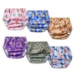 BISENKID 6 Packs Waterproof Plastic Underwear Covers for Potty Training Good Elastic Plastic Diaper Covers for Potty Training Pants and Cloth Diaper girl 5t