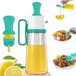 Nanzu 2 in 1 Olive Oil Bottle Glass Seasoning Container Oil/Honey/Vinegar Dispenser Bottle for Kitchen Cooking, Frying, Baking, BBQ Pancake, Air Fryer, Marinating (S 2 in 1 Oil Bottle)