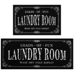 Capslpad Laundry Room Rug Set of 2 Non Slip Laundry Floor Rug Washable Laundry Mat for Laundry Room Decor Area Rugs for Mudroom Kitchen Washroom Bathroom,19"x31"+19"x47",Black