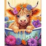 Cow Diamond Painting Kits for Adults, Diamond Art Kits for Adults, Gem Art Round Animal Diamond Dots for Home Wall Art Decor(12x16 in)