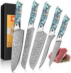KEENZO Damascus chef knife set 5 pc