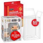 EVORETRO Funko Pop Protector - 60-Pack for 4-inch Funko Pops - 0.50mm Stackable Clear Thick PET Plastic Pop Protector - Soft Crease Edges for Easy Assembly. Auto-Lock Bottom, Protect Your Funko Pop