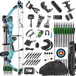 Archery Compound Bow and Arrow Set for Adult and Youth 30-55 Lbs Right/Left Hand Hunting Bow Set with All Bow Accessories (Left Hand, Blue)