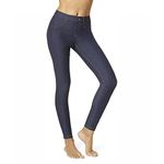 HUE Women's Essential Denim Leggings, Deep Indigo Wash, S