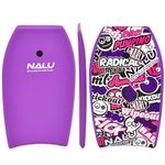 Nalu Cross Bodyboard with Leash & Plug 33" EPS Bodyboard - Purple Design