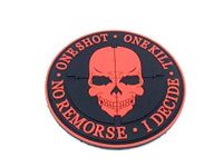 One Shot One Kill No Remorse I Decide Sniper Red PVC Airsoft Patch