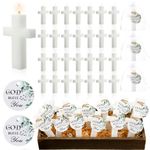 MTLEE 36 Set Baptism Favor Candles Cross Candles Baby Shower Favors Religious Candle Holy Communion Christening Favors for Christian Guests Party Wedding Birthday Gift (Eucalyptus Tag)