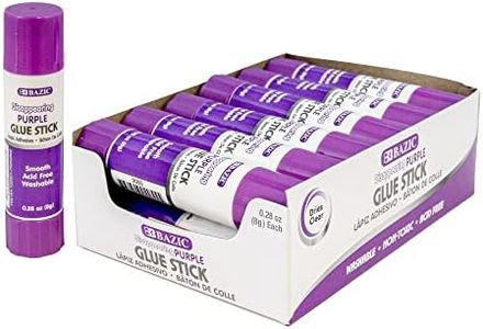 BAZIC Products Washable Disappearing Purple Glue Stick 0.28 oz / 8g, Color Acid Free Glue Sticks for Photos Paper Kids at School Office, Total 12-Count