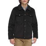 Levi's Men's Sherpa Lined Trucker Jacket (Regular & Big & Tall Sizes) Denim, Black Corduroy, XL