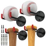 Famiron 4 Pcs ﻿Baseball Holder, Memorabilia Baseball Bat Wall Mount Display Stand,Bat Storage Baseball Display Holders,Bat Hooks for Baseball & Softball Bat
