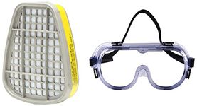 3M 1621 Polycarbonate Safety Goggles for Chemical Splash, Pack of 1,Clear & 6003 AAD Organic Vapor/Acid Gas Cartridge for Respiratory Protection, Yellow (Pack of 1) Combo