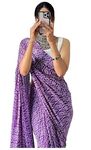 Stylescope Women's Printed Georgette Ready To Wear One Minute Saree With Unstitched Blouse Piece (RTW Bandhej Purple_Purple_Free Size)