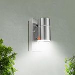 HiBay Dusk to Dawn Outdoor Wall Lights, IP44 Waterproof Outside Lights Mains Powered Photocell Sensor Stainless Steel Porch Light for Front Door, Garden, Incl. 5W Cool White GU10 Bulbs