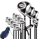 PGM Men's Golf Club Set with 12pcs Clubs - 4 Woods(#1,3,5,4H), 7 Irons(#5,6,7,8,9,PW,SW), and 1 Putter - Golf Stand Bag