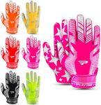 PLAYEUR Sticky Receiver Adult and Kids Football Gloves - Stretch Fit, Durable Grip | Youth Football Gloves for Boys 8-12 in Vibrant Colors