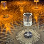 KriVat Table Lamp with Remote Control Crystal Acrylic Lamp & USB Charging RGB Touch Lamp Night Light for Bedroom Living Room Office Bars Wedding Décor Creative (Clear) (Crystal Table Lamp)