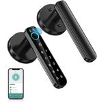 Fingerprint Door Lock-Smart Door knob,biometric Door Lock,with passcode keypad keyless Entry Door Handle,Fingerprint Code Door knob for Bedroom Home (Black APP)