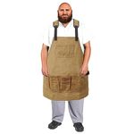 Urby Plus Size Apron For Wood Working, 16oz Ready Wares Waxed Canvas Apron Fits Waist W36+, XL, XXL Or Plus. Ideal For Woodworking, Workshop, Or Wood Shop. Waxed Canvas