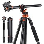 K&F Concept 90 inch/230cm Camera Tripod Horizontal Aluminum Tripods Portable Monopod with Metal Ball Head 10KG Load Capacity, for Travel and Work T254A7+BH-28L