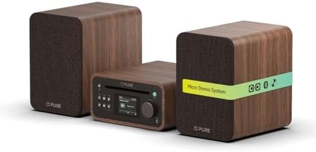 Pure Classic Stereo Mini micro hi fi system mini hifi system with CD player DAB+ & FM radio Bluetooth 5.3 USB AUX headphone jack 40W true stereo 2×20W woofers remote control – Coffee Brown Walnut