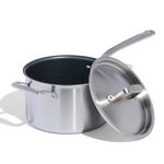 Made In Cookware - ProCoat 4 Quart Non Stick Sauce Pan with Lid - 5 Ply Stainless Clad Nonstick Saucepan - Professional Cookware - Made in Italy - Induction Compatible