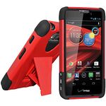 Amzer Amzer Double Layer Hybrid Soft Skin Hard Case with Kickstand for Motorola Droid Razr M AXX HD XT926, 1-Pack, Retail Packaging, Black/Red (AMZ95465)