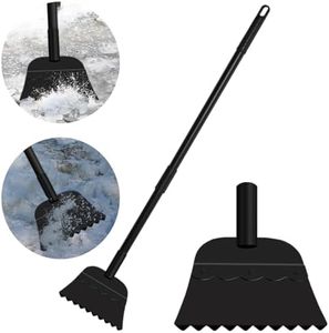 Hawcay Snow Shovel, Ice Shovel, Flat Shovel for Driveway, Ice Scraper Heavy Duty, 57 Inch New Toothed Blade Design Sidewalk Snow Removal Tool, Ice Removal Tool for Road Outdoor Garden Cleaning