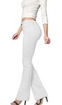 Hybrid & Company Women's Slim Boot Cut Stretch Pants, Twill-White, 9