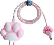 Careflection Premium Cartoon 3D Design Protective Case for 20W iPhone USB-C Power Adapter Charger Cable Protector Sleeve Pink Cat Paw