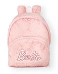 Barbie Ladies Fluffy Backpack | Womens Classic Patch Logo Teddy Bear Rucksack Bag in Pink | Adjustable Straps & Spacious Compartments for Organised Storage | Doll Toy Movie Merchandise Gift for Her