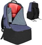 ZRRAJOY Padded Car Seat Travel Bag for Airplane, Heavy Duty Backpack for Air Travel, Water-Resistant Carrier with Shoulder Strap, Fits Most Car Seats (Blue+Black)