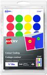 Avery Removable Colour Coding Round Labels, 3/4" Diameter, Assorted Blue, Green, Red, and Yellow Dots, Pack of 240 Labels (2348)