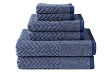 Texere 100% Organic Cotton 6-Piece Towel Set - Luxury Bath Towel (Chestnut, 6-Piece Set, Estate Blue) from Son TX-HC263-002-ESBU-R-6