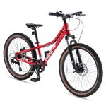 Royalbaby Kids Mountain Bike 24 Inch Wheels MTB Teens Sport Bicycle, Aluminium 8-Speed Hardtail Dual Disc Brakes Front Suspension Boys Girls Ages 7 to 17 Years, Red