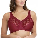 Amante Women Lace Double Layered Non Padded Multipart Non-Wired Full Coverage Special Hidden X-Frame Sling, 360 Degree Support & Comfort, Broad Wings Super Support Bra - BRA77801 (Maroon) (38F)