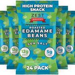 Crunchy Dry Roasted Edamame Beans Snack by Zest Delites (Sea Salt), Low Calorie High Protein Snacks (12g), Low Carb Keto Snacks, 110 Calories, High Fiber Gluten Free Healthy Snacks, 0.9 oz 24 Packs