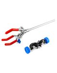 QWORK Adjustable Lab Clamp with 3 Prong Finger Design and Scientific Extension - Reliable Bosshead Clamp Holder, Laboratory Stand Clip