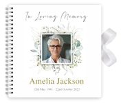 Personalised Funeral Condolence Memory Book of Life - Memorial Guest Book Hardcover - Guestbook for Celebration of Life Memorial Service (Classic Floral Design)