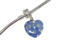 Forget Me Not real flower charm silver plated hanger multi use necklace pendant bracelet keyring fob phone mobile charm handmade in gift box (Forget me not)