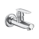 Cera Titanium F1003151 Stainless Steel Single Lever Bib Cock with Wall Flange and Aerator (Silver)