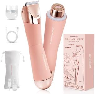 SUPRENT Bikini Trimmer Women- Painless Ladies Hair Removal Waterproof Wet & Dry- 2 in 1 Lady Shaver for Pubic Hair & Facial Hair- Cordless Electric Razors with USB-C Rechargeable (PINK)