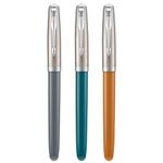 3 Jinhao 86 Fountain Pen Set (Malachite Blue, Khaki and Gray Resin) Extra Fine Nib with Refillable Ink Converter