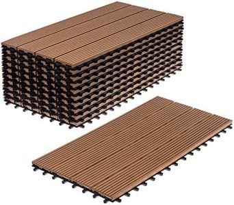 Ventanara® WPC Holz Kunststoff Fliesen Terrassenfliesen Klickfliesen Balkonfliesen 11 Stück = 2m² (30 x 60 cm, Braun Standard)