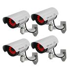 QEEIG Bullet Dome Dummy Fake CCTV Camera with Ideal for Blinking Red LED Light | Waterproof, Wall Mount – Ideal for Home, Office, Storefront Security | Set of - 04 (Set of - 04)