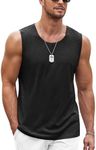 COOFANDY Mens Sleeveless Workout Shirts Bodybuilding USA Flag Tank Top Cut Off Workout Shirt, Black, Small