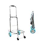 Xectes Aluminum 8 Wheel Heavy Duty Folding Shopping and Grocery Carts Supermarket Luggage Trolley (Silver)