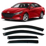 2021-2025 Tape-On Side Window Visor Deflectors for Hyundai Elantra Rain Guards SE SEL N Line Limited Hybrid Blue Smoke Tinted Protectors 2022 2023 2024